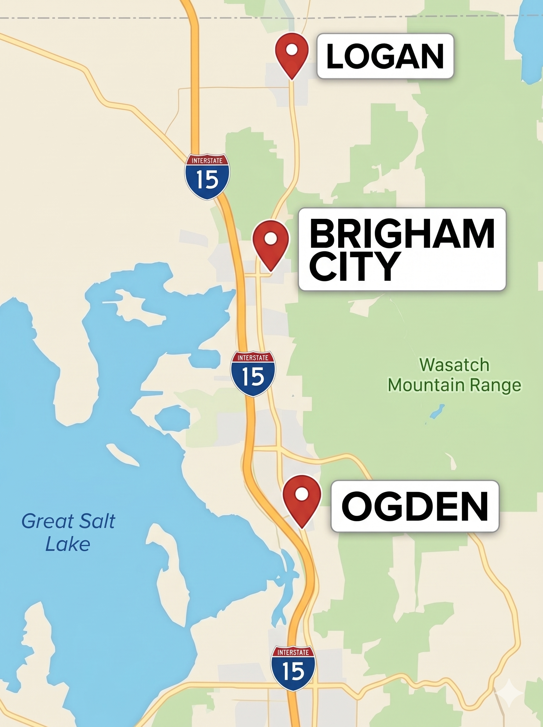 Utah service area map showing coverage of Box Elder, Weber, and Cache Counties